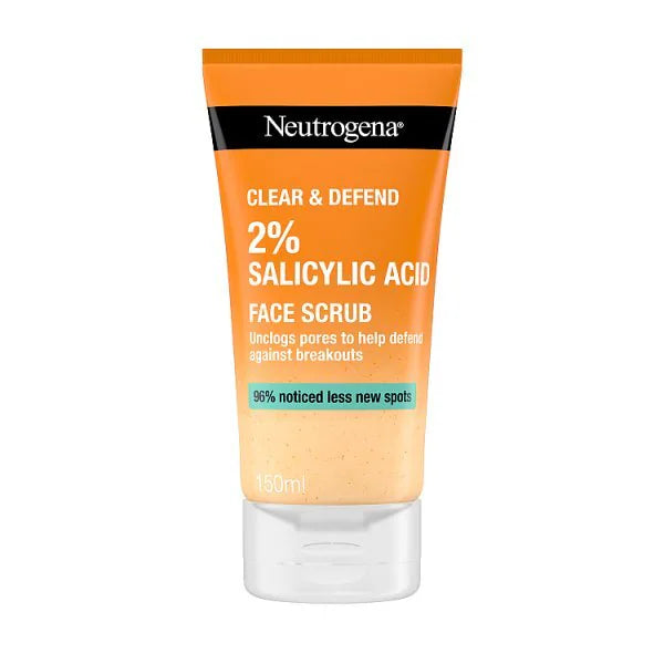 Neutrogena Clear Defend Facial Scrub 150ml, imported from the UK