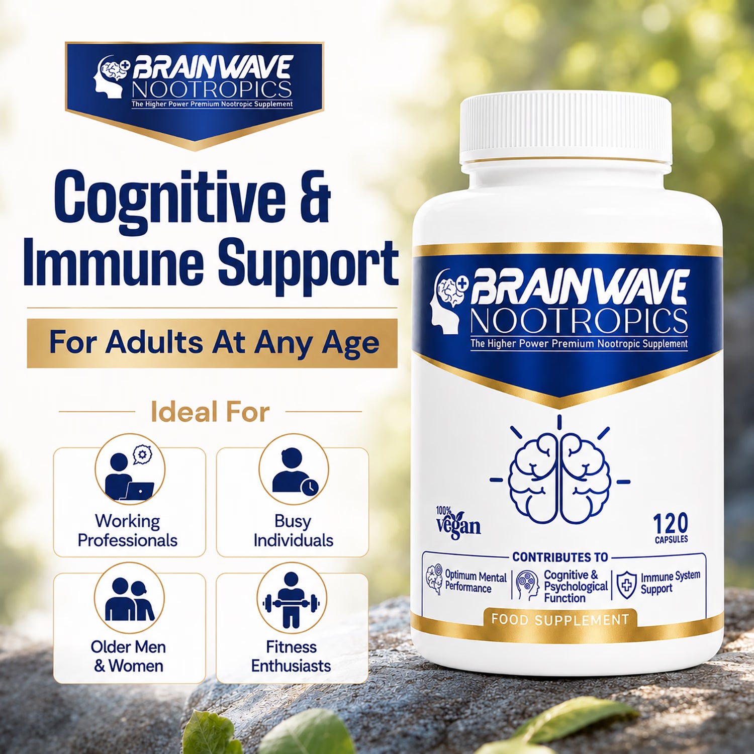 Brainwave Nootropics brain supplement complex 120 capsules (British brand)