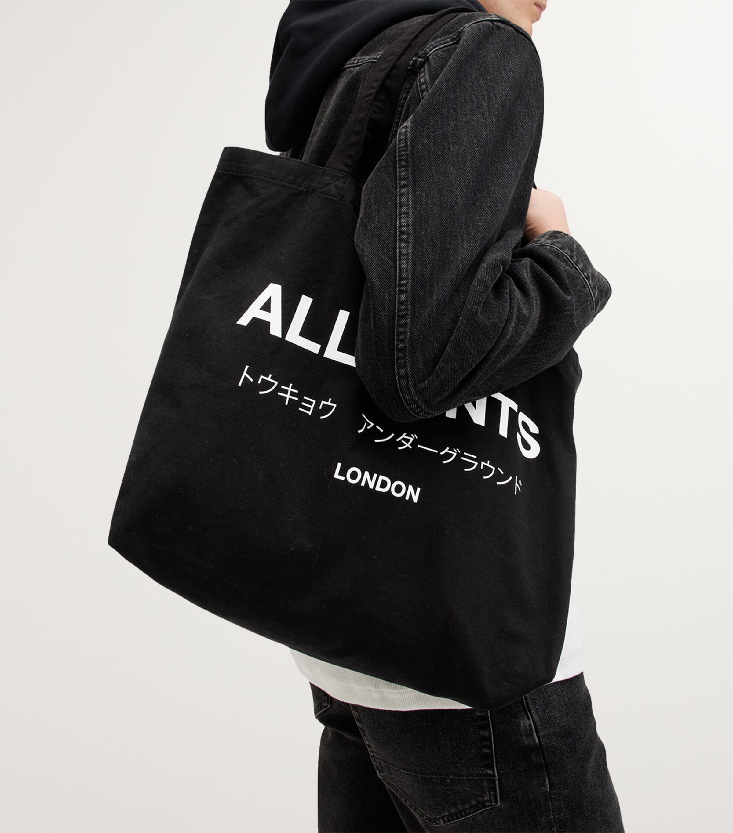 AllSaints Underground organic cotton tote bag, imported from the UK