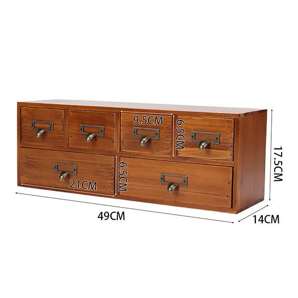 Livingandhome retro wood 6-drawer desk organizer - British product