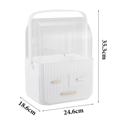 Livingandhome Skrivebord Kosmetikk Organisator Hvit 3 skuffer Plast Skrivebordsorganisator