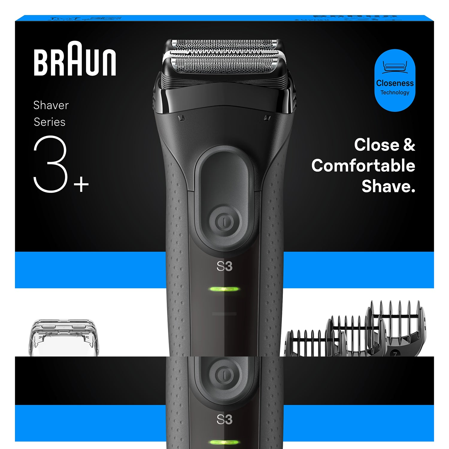 Braun Series 3+ grey electric shaver with trimmer imported from the UK