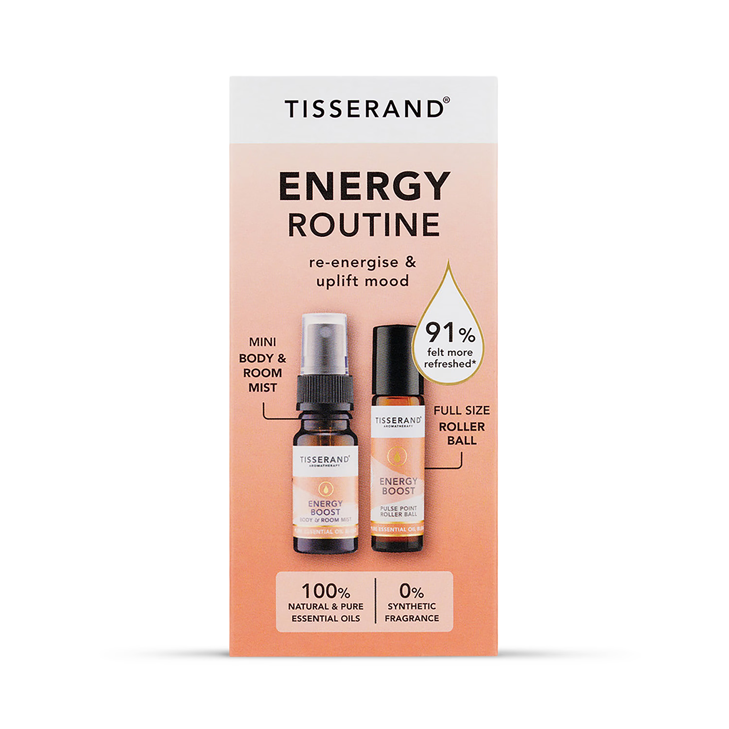 Tisserand Energy Boost aromatherapy kit with mist and roller ball, UK version