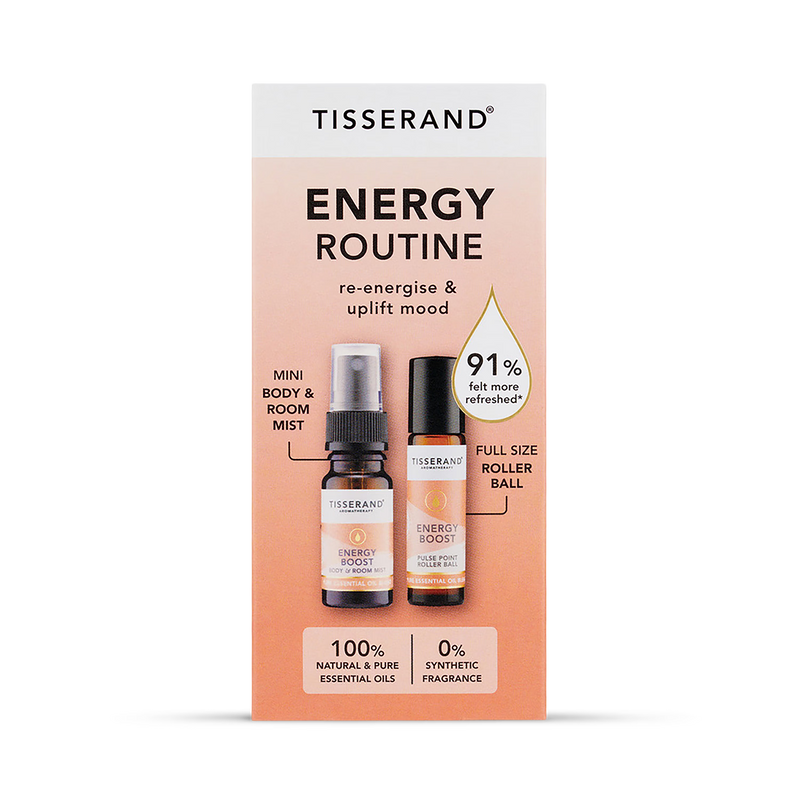 Tisserand Energy Boost aromatherapy kit with mist and roller ball, UK version