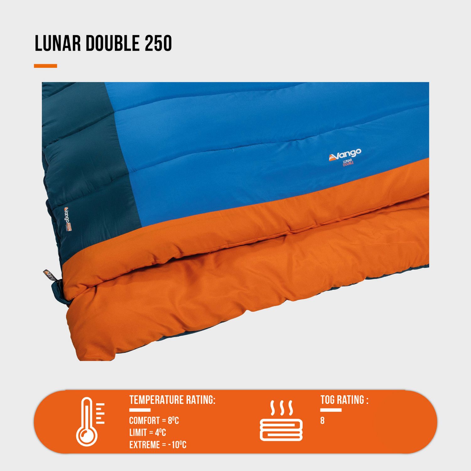 Vango Lunar Double Envelope 250GSM Sleeping Bag (British brand)