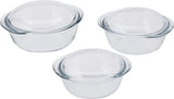 Pyrex 3 piece clear casserole set, imported from the UK