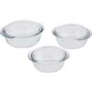 Pyrex 3 piece clear casserole set, imported from the UK