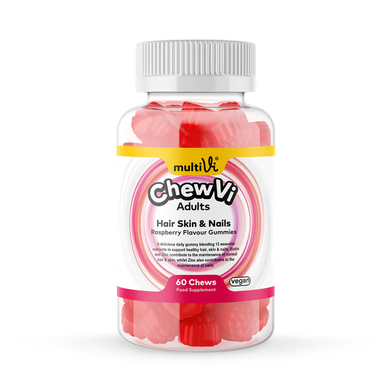 Multivi hair skin nails gummies raspberry flavour, UK version