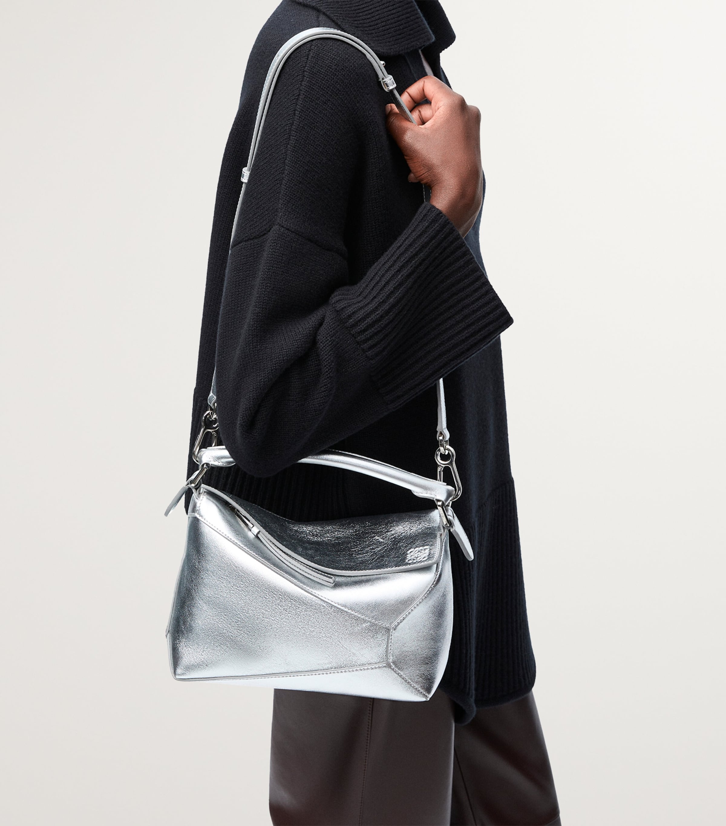 LOEWE small metallic leather Puzzle top-handle bag, UK version