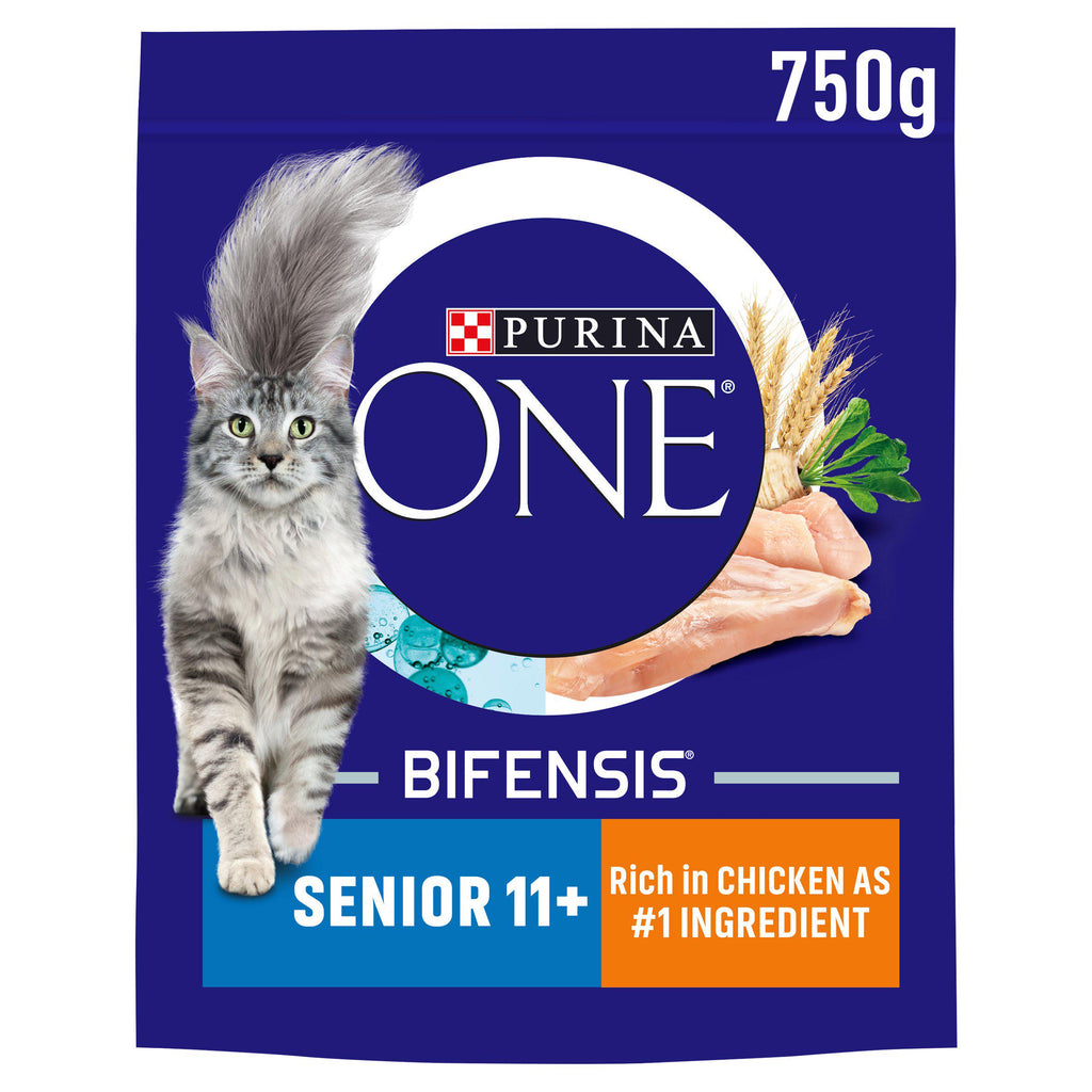 Purina One Senior 11+ Cat Food Chicken and Whole Grain 750g