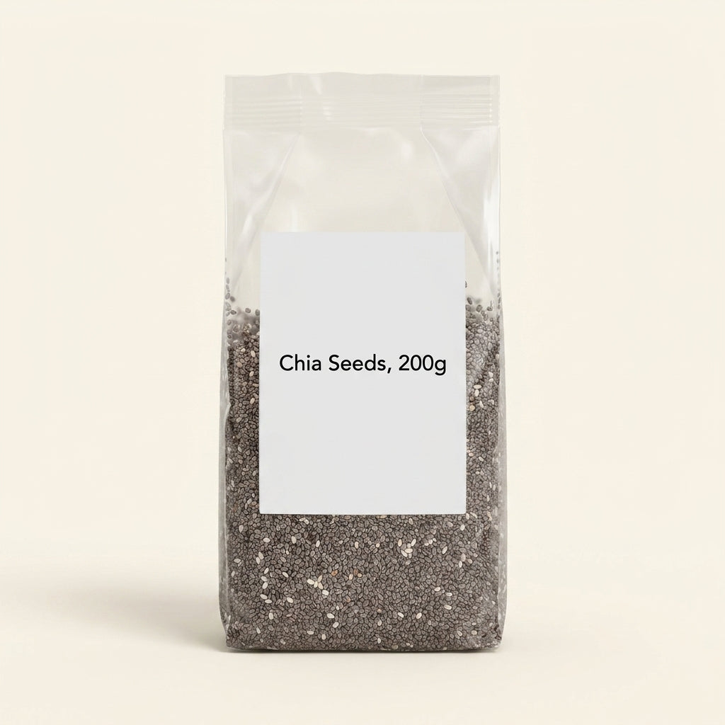 Holland & Barrett Chia Seeds 200g soft plastic pack, UK version