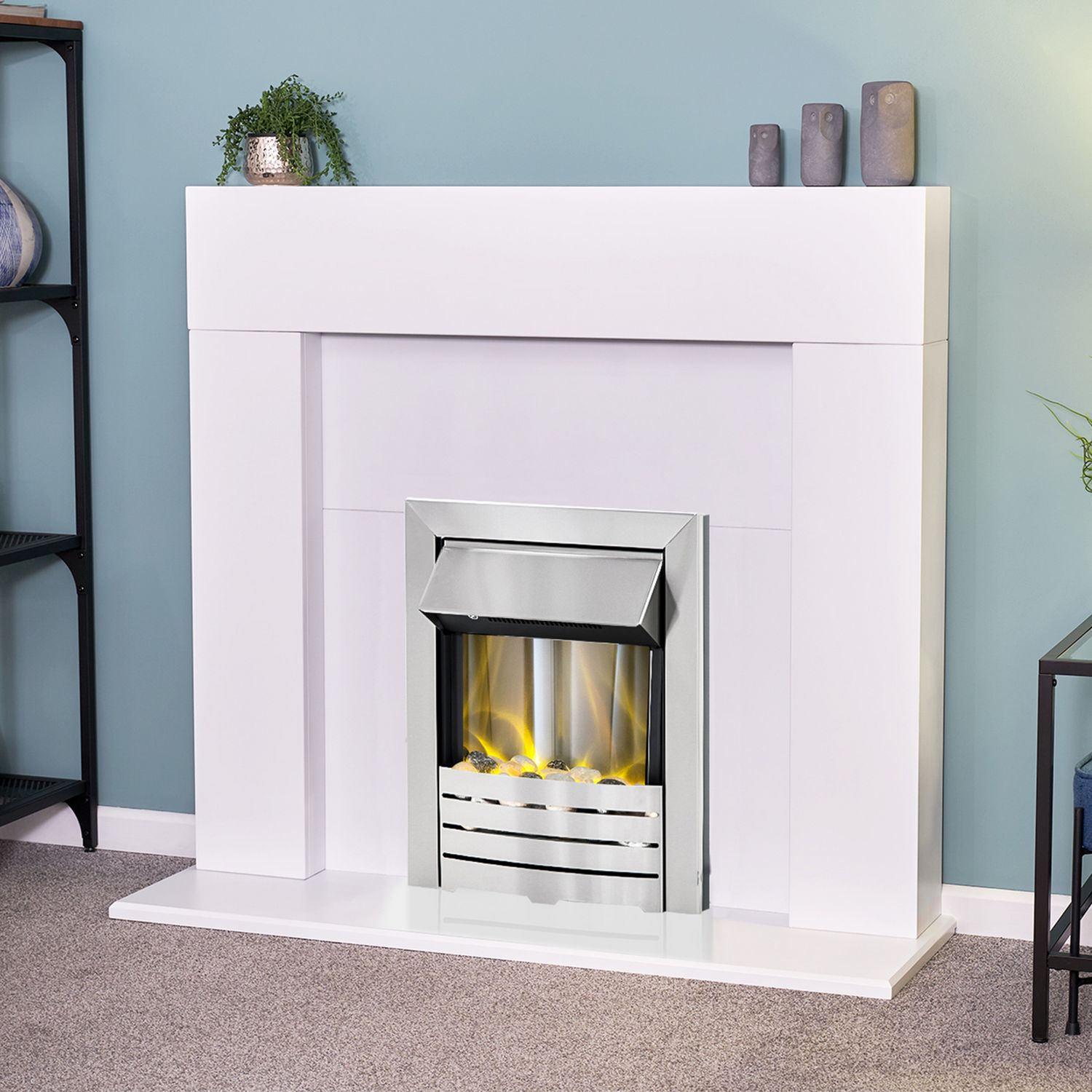 Adam Miami electric fire suite with Helios inset white - British product