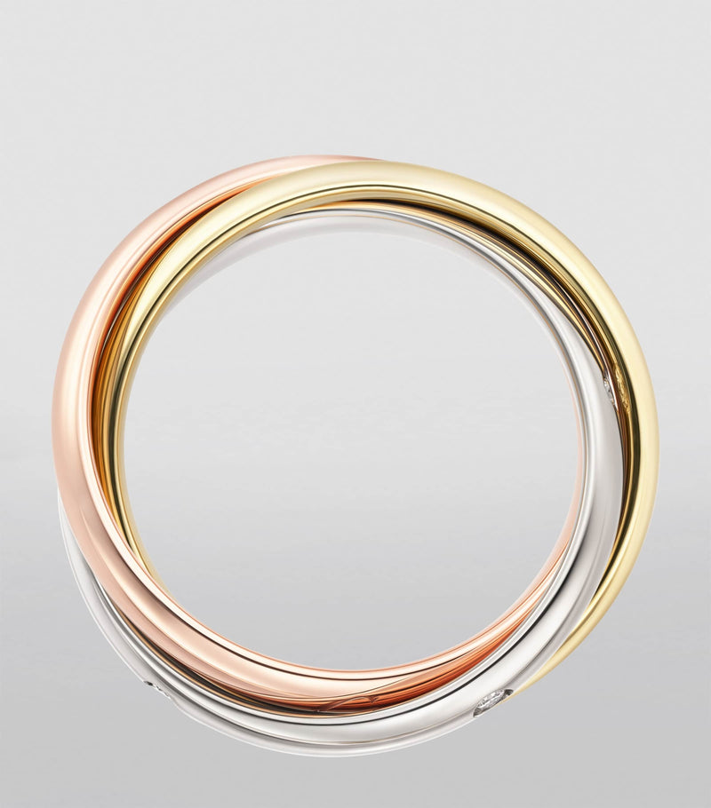 Cartier Trinity ring in tri-colour gold with diamonds (British brand)