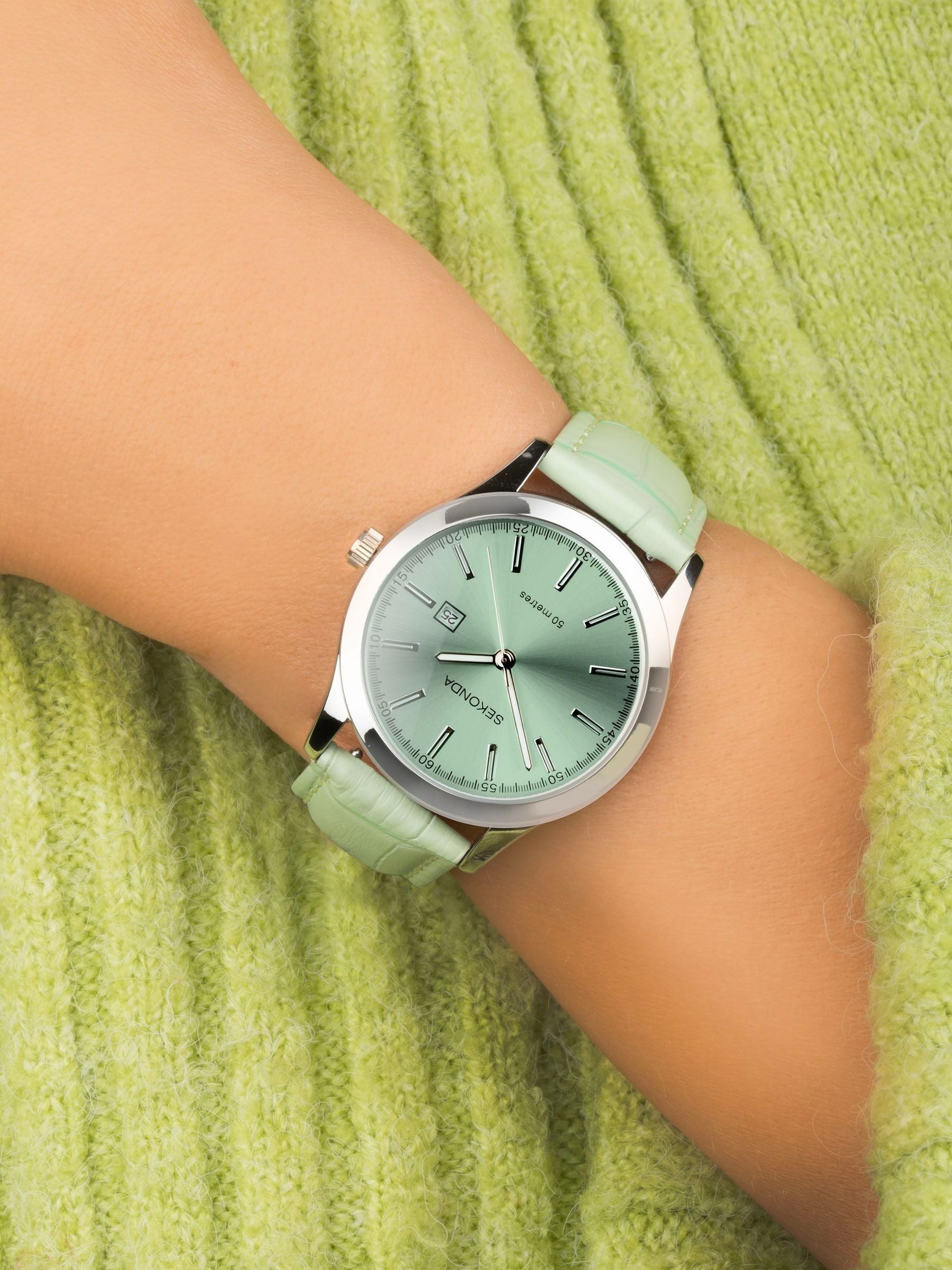Sekonda Green Taylor Leather Strap Watch