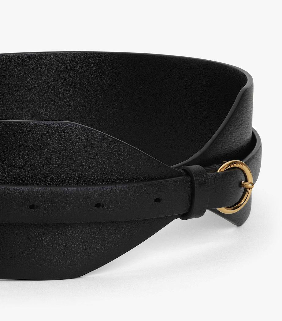 Alaïa leather double belt 6cm, imported from the UK