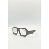 SVNX oversized square frame sunglasses in grey pink mirror (British brand)