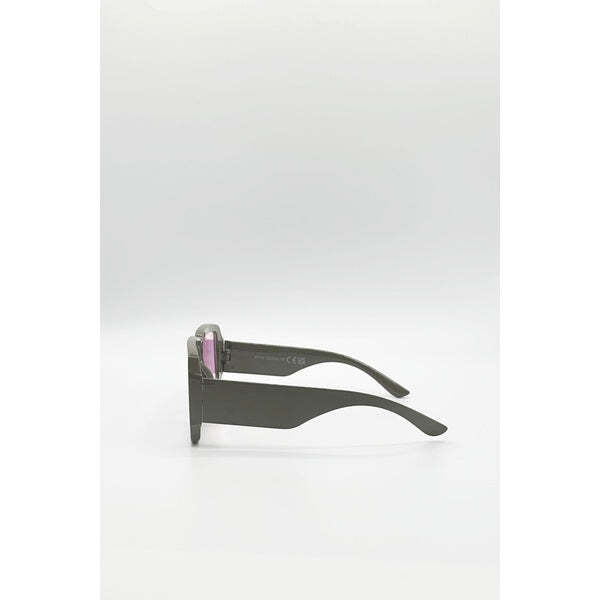SVNX oversized square frame sunglasses in grey pink mirror (British brand)