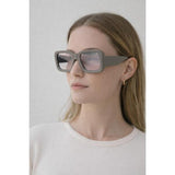 SVNX oversized square frame sunglasses in grey pink mirror (British brand)