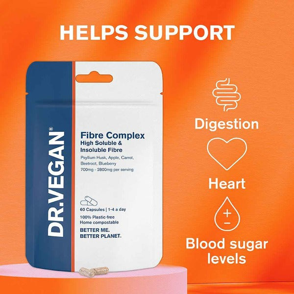 DR.VEGAN Fibre Complex supplement 60 capsules (British brand)