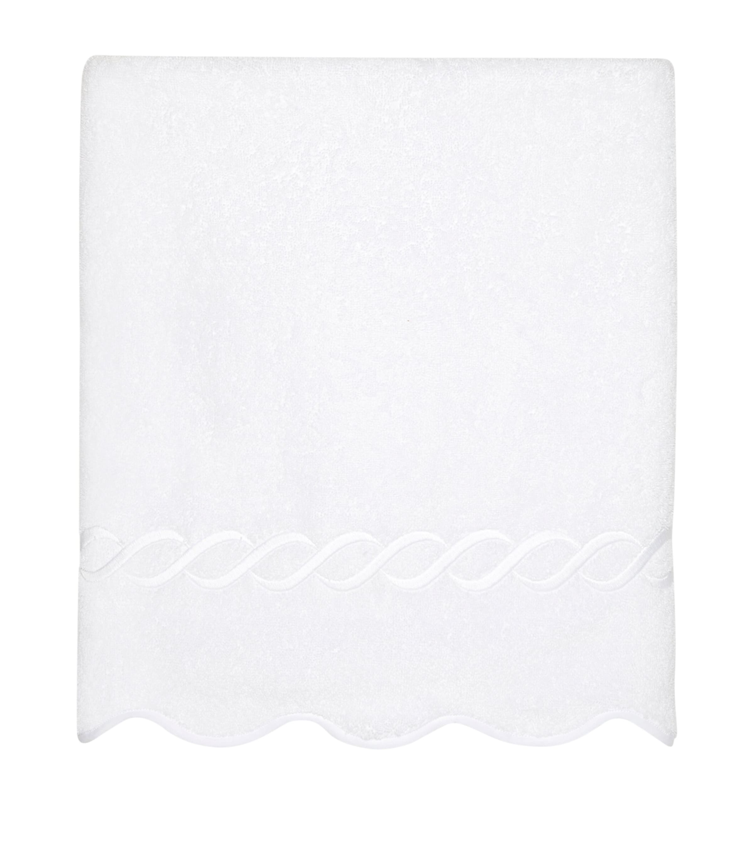 Pratesi cotton bath towel with scalloped edges 75cm x 150cm, imported from the UK