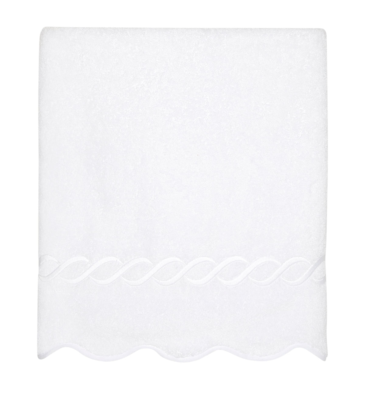 Pratesi cotton bath towel with scalloped edges 75cm x 150cm, imported from the UK