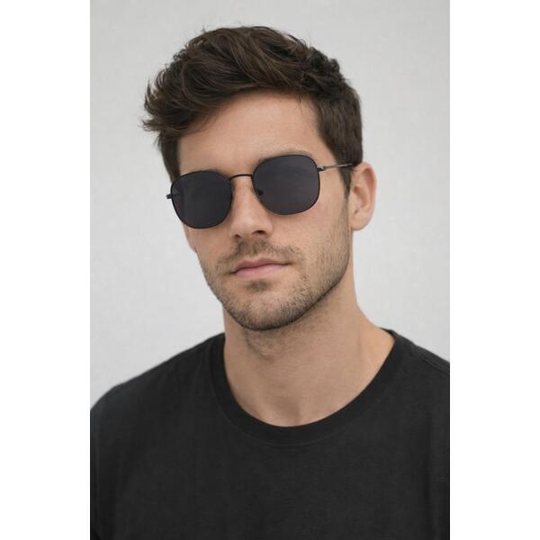 SVNX hexagon aviator sunglasses black metal frame, UK version