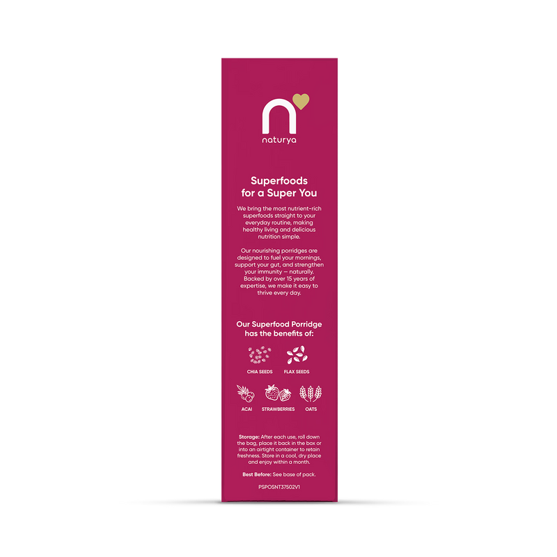 Naturya porridge Strawberry & Acai 375g, imported from the UK