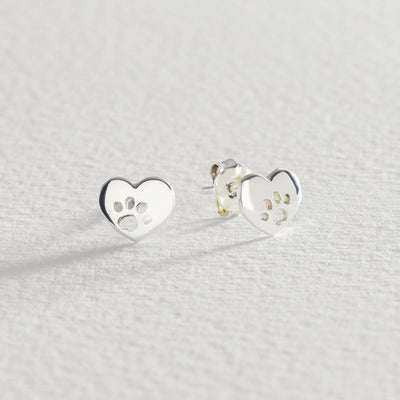 Argos Revere Sterling Silver Heart Cut Out Paw Stud Earrings- Buy online at McGrocer