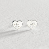 Revere sterling silver heart paw stud earrings, UK version