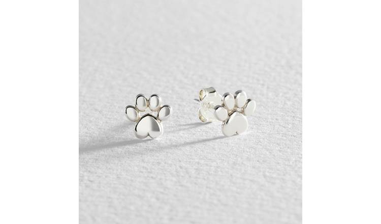 Revere sterling silver paw stud earrings - British product