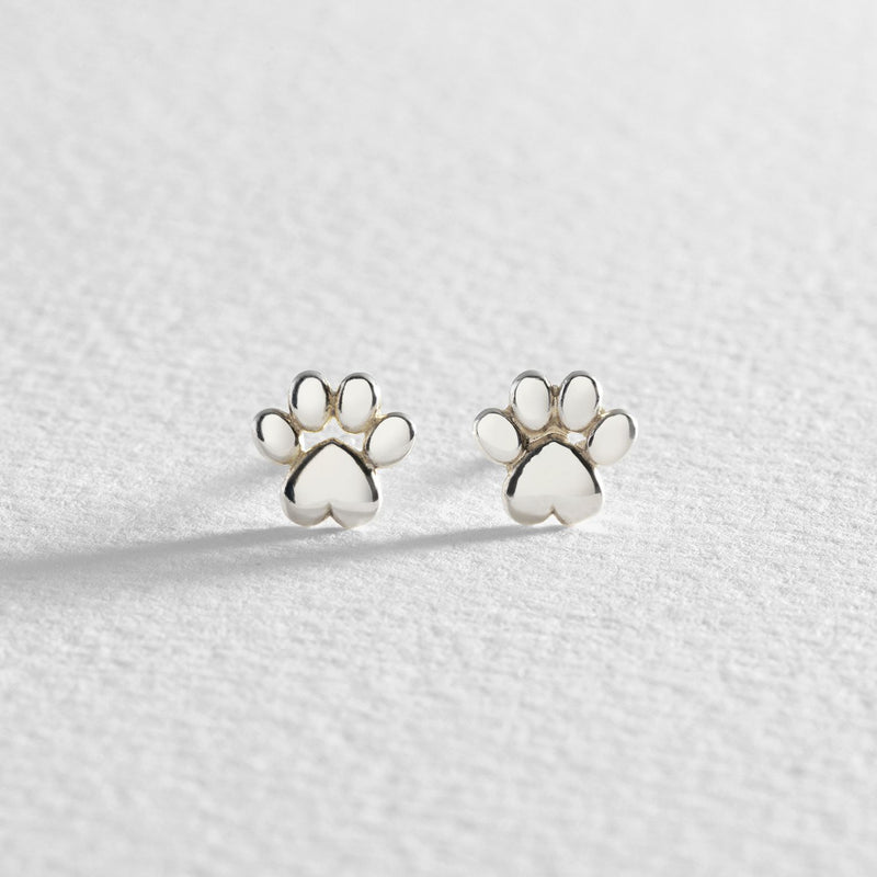 Revere sterling silver paw stud earrings - British product