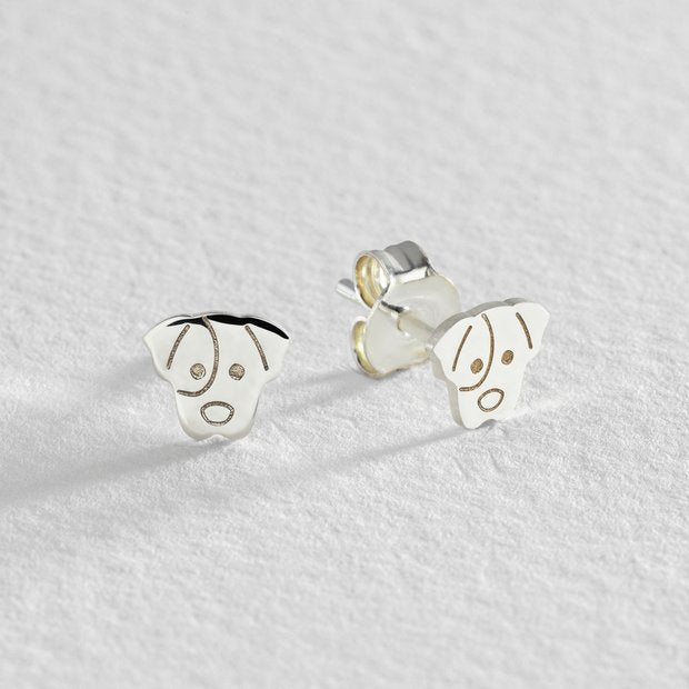 Revere dog-shaped stud earrings sterling silver, UK version