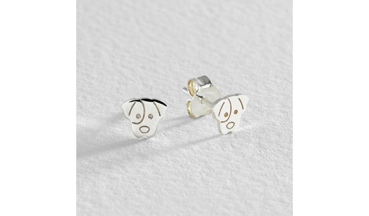 Revere dog-shaped stud earrings sterling silver, UK version