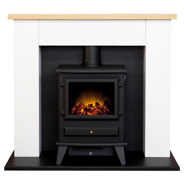 Adam Chester electric fire suite white oak freestanding - British product