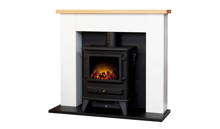 Adam Chester electric fire suite white oak freestanding - British product