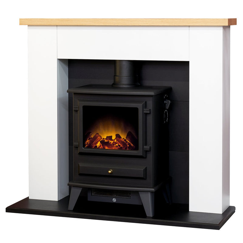 Adam Chester electric fire suite white oak freestanding - British product