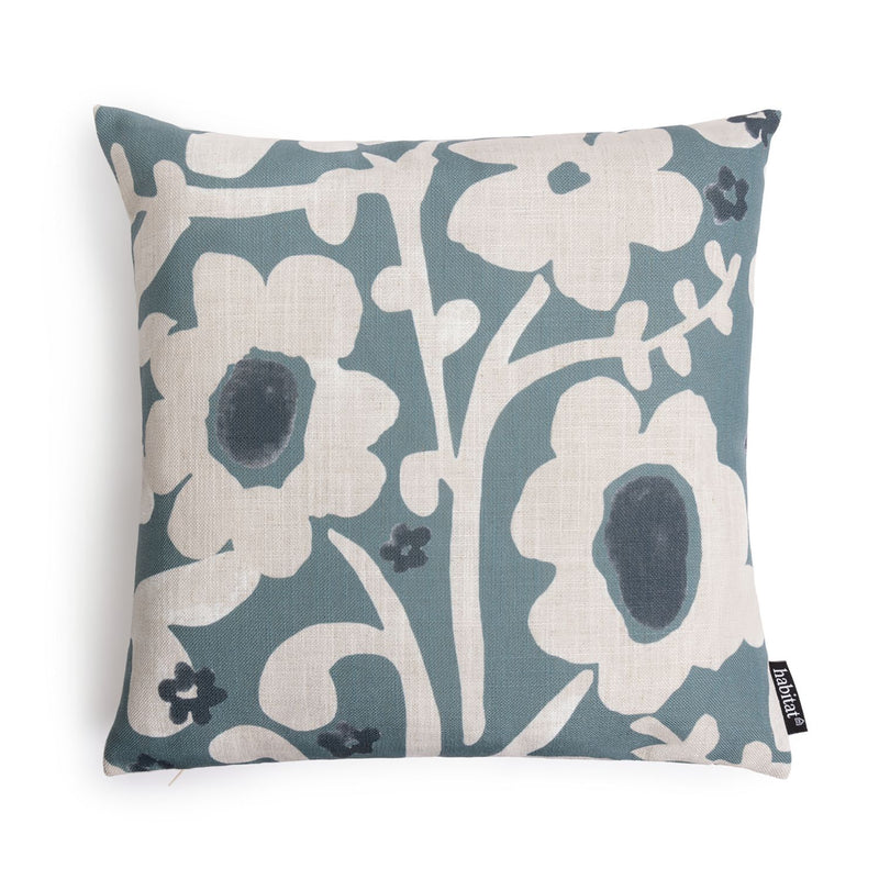 Habitat floral cushion blue 43x43cm, imported from the UK