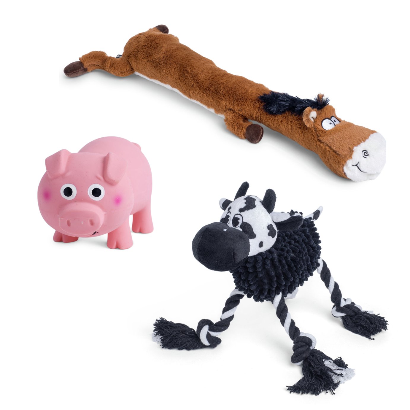 Petface Farm Yard Fun Animals Dog Toy Set, imported from the UK