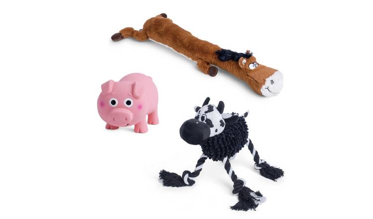 Petface Farm Yard Fun Animals Dog Toy Set, imported from the UK
