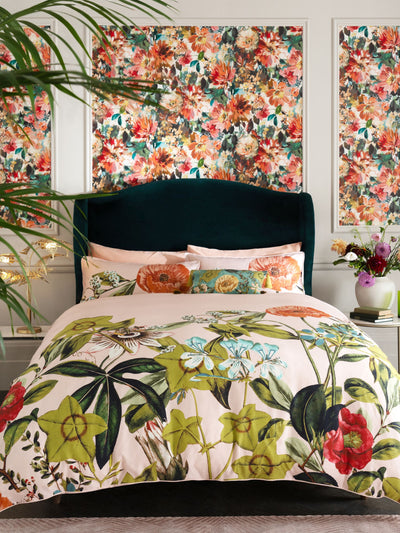 Next Clarke & Clarke Pink Passiflora 200 Thread Count Duvet Cover and Pillowcase Set- Buy online at McGrocer