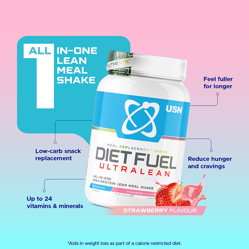 USN Diet Fuel strawberry meal replacement shake 1kg - British product