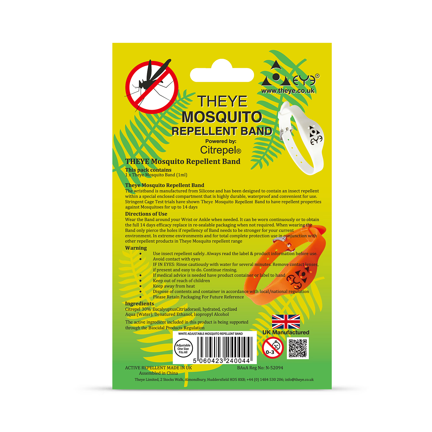 Insect repellent wrist band adjustable one size, imported from the UK