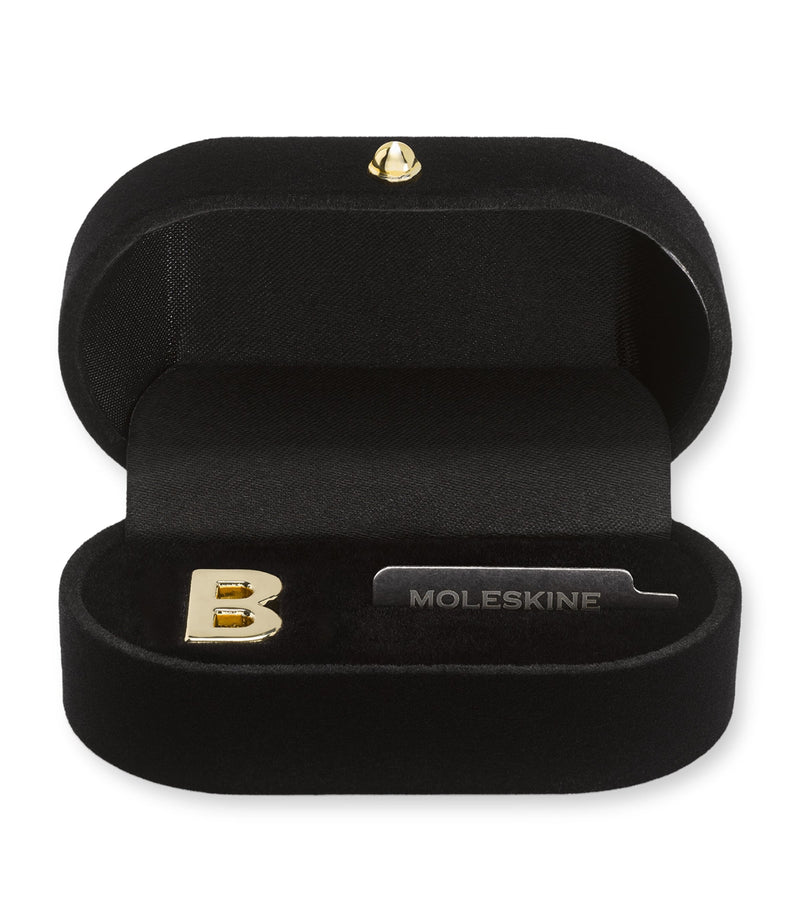 Moleskine gold-plated letter B notebook charm, imported from the UK
