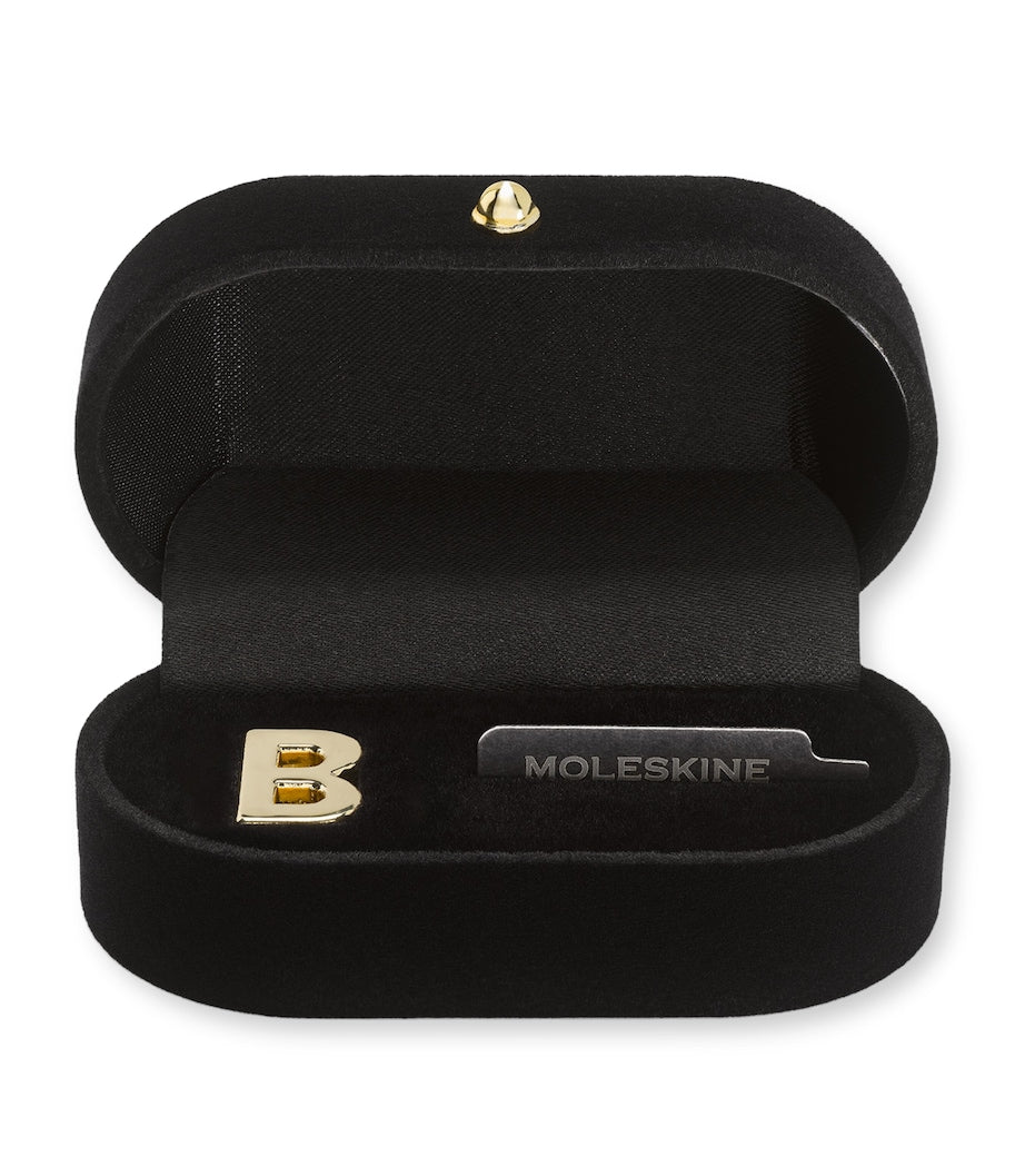 Moleskine gold-plated B notebook charm, imported from the UK