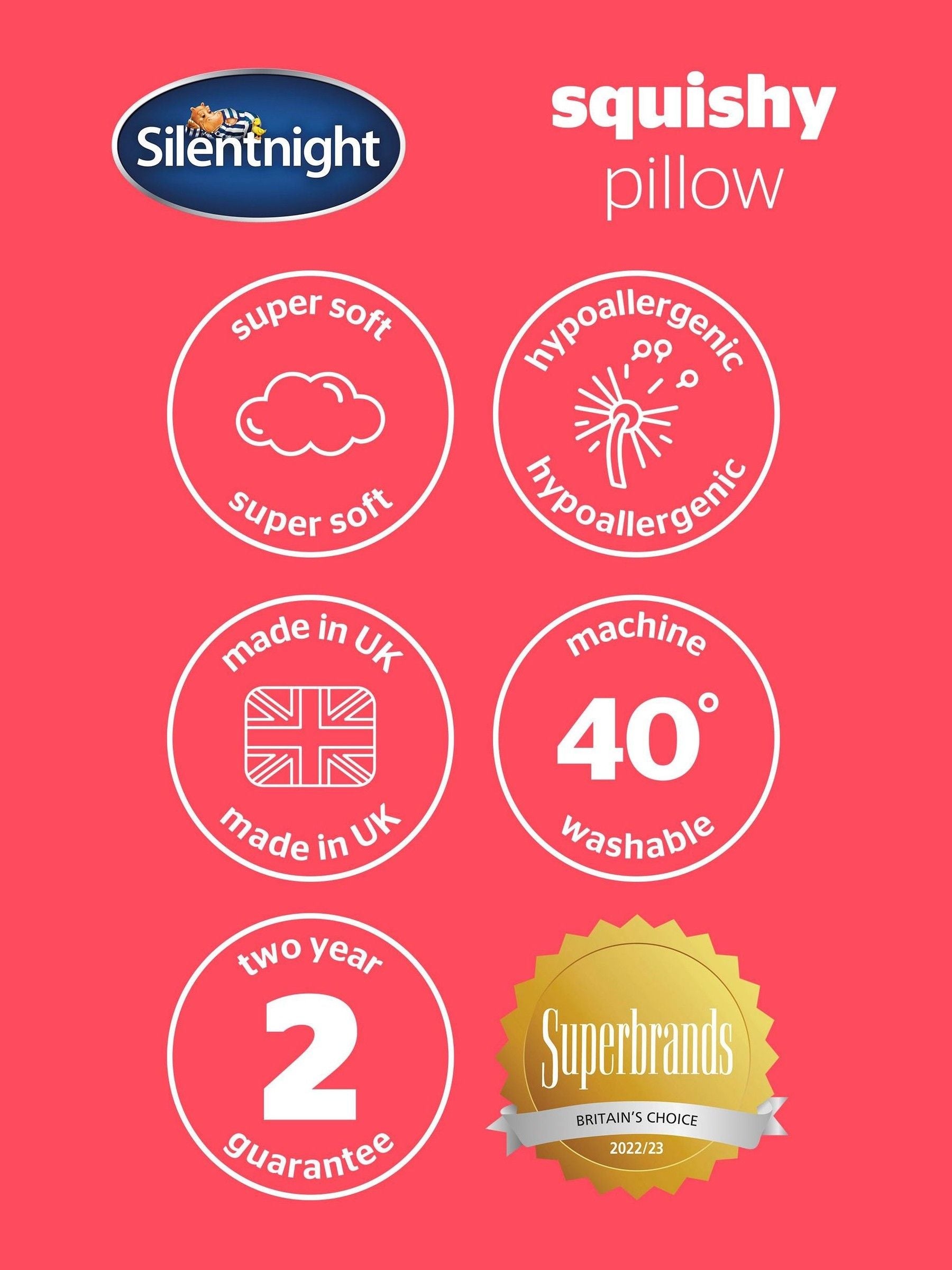 Silentnight Medium Squishy Velvet Touch Pillow (British brand)