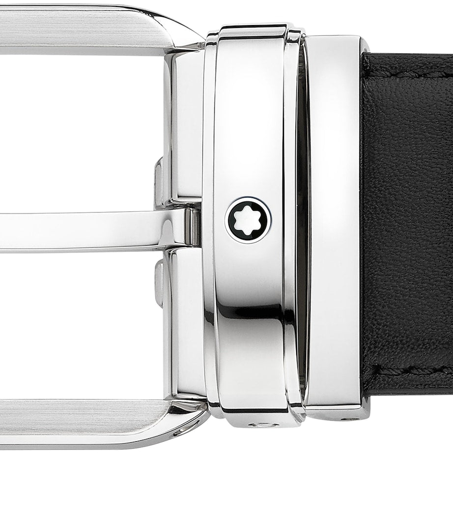 Montblanc calf leather belt 3.5cm with silver buckle, UK version