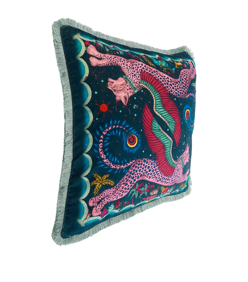 Emma J Shipley Velvet Lynx cushion 46cm x 46cm - British product