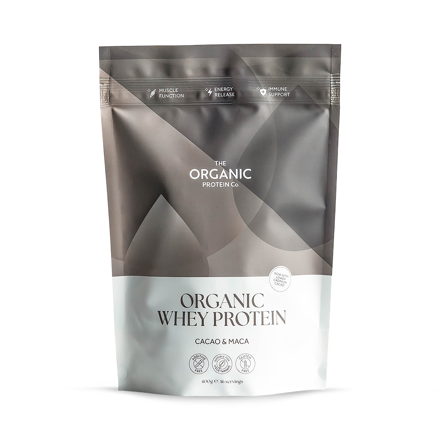 The Organic Protein Co whey protein Cacao & Maca 1200g, UK version