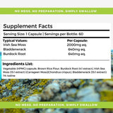 Nutripact sea moss capsules with bladderwrack and burdock root 60 caps, imported from the UK