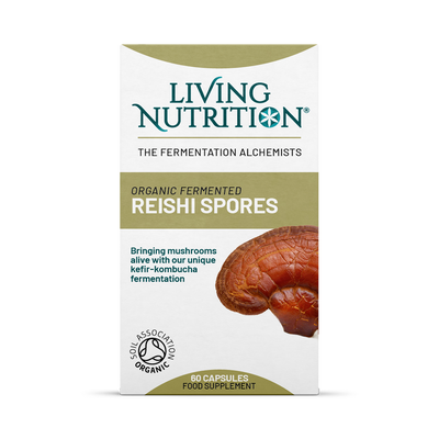 Holland & Barrett Living Nutrition Organic Fermented Reishi Spores Immune Support 60 Caps- Buy online at McGrocer